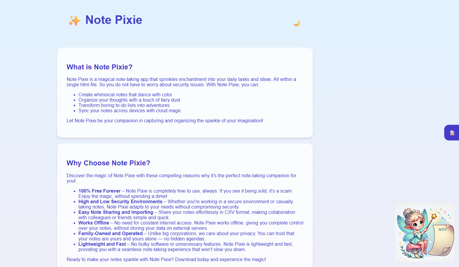 Note pixie